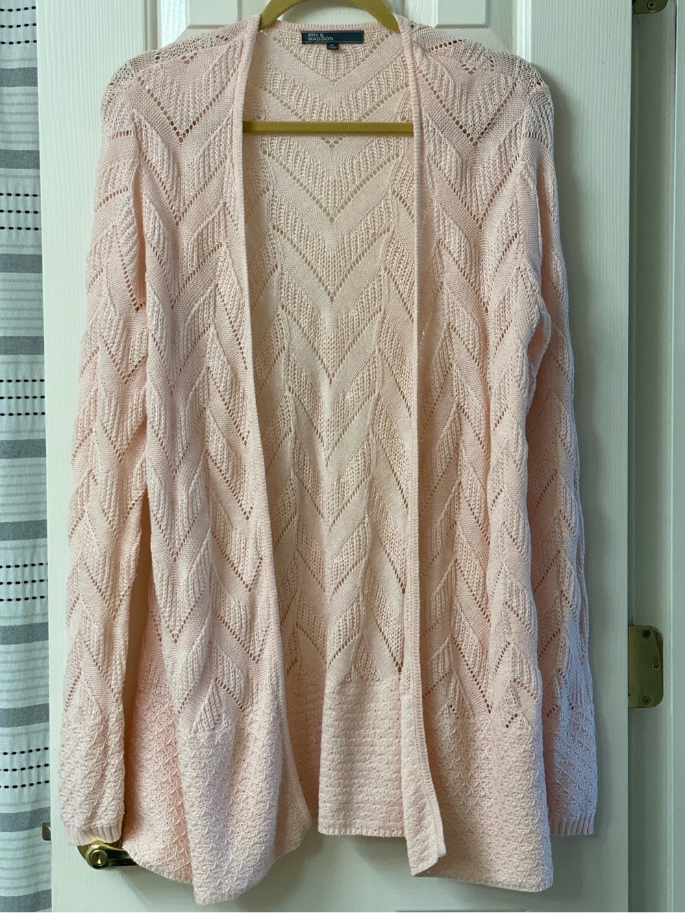 89th & Madison Open-Front Knit Cardigan - Blush Pink Size XL